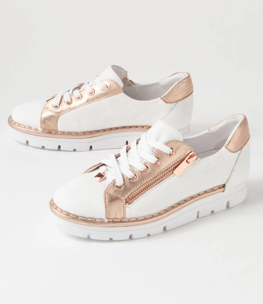 Elos White Pale Rose Gold Leather Sneakers