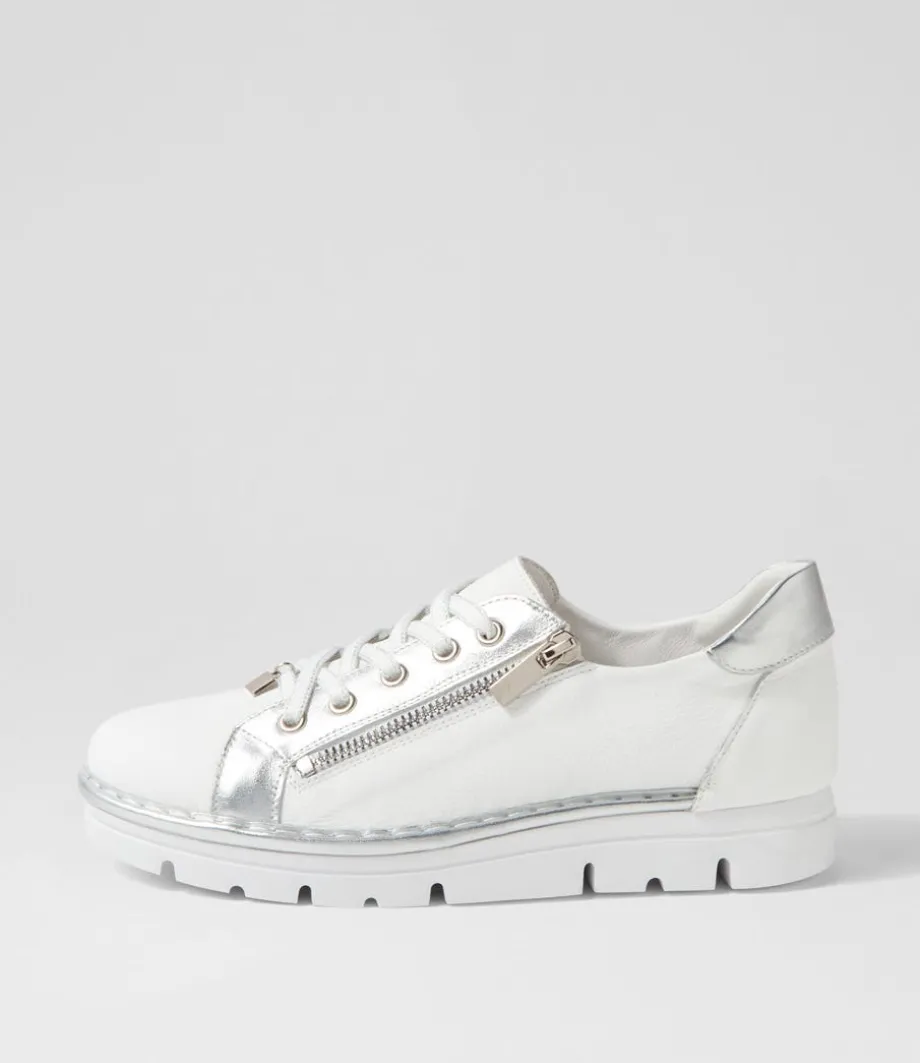 Elos White Silver Leather Sneakers