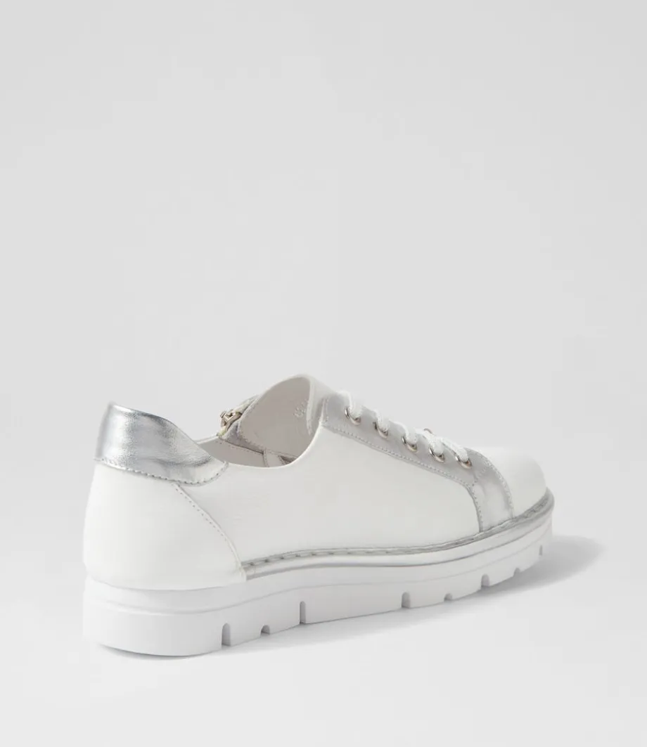 Elos White Silver Leather Sneakers