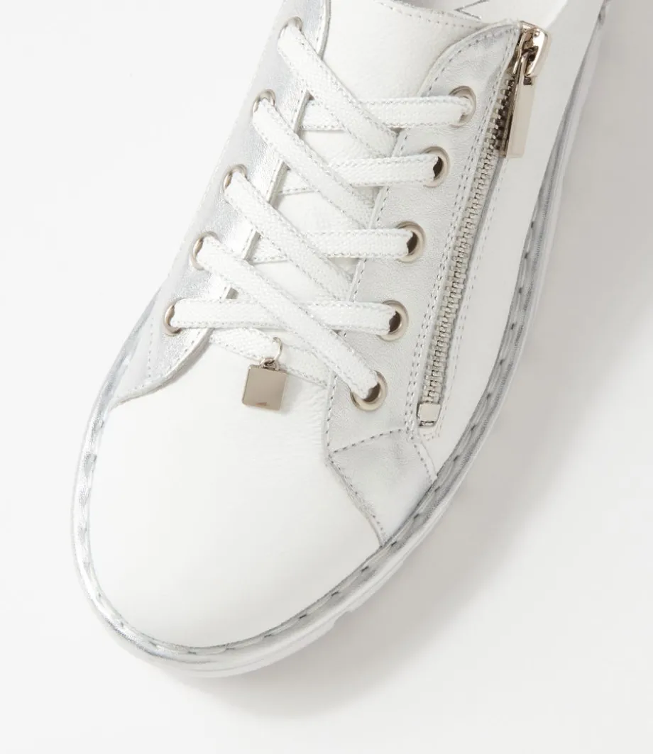 Elos White Silver Leather Sneakers