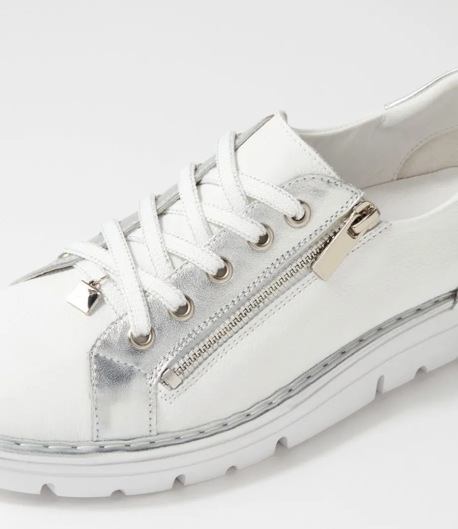 Elos White Silver Leather Sneakers