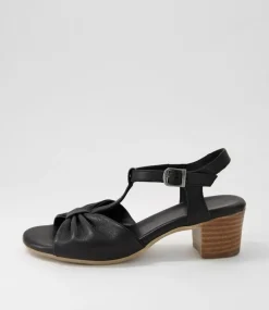 Emin Black Leather Sandals