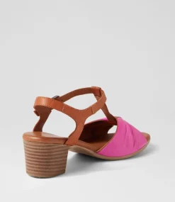 Emin Fuchsia Tan Leather Sandals