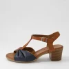 Emin Navy Tan Leather Sandals