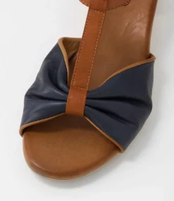 Emin Navy Tan Leather Sandals