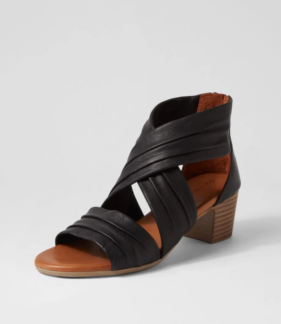 Enko Black Leather Sandals