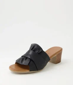 Enom Black Leather Sandals