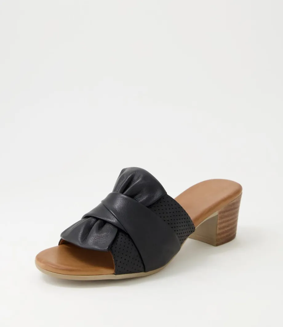 Enom Black Leather Sandals