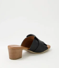 Enom Black Leather Sandals