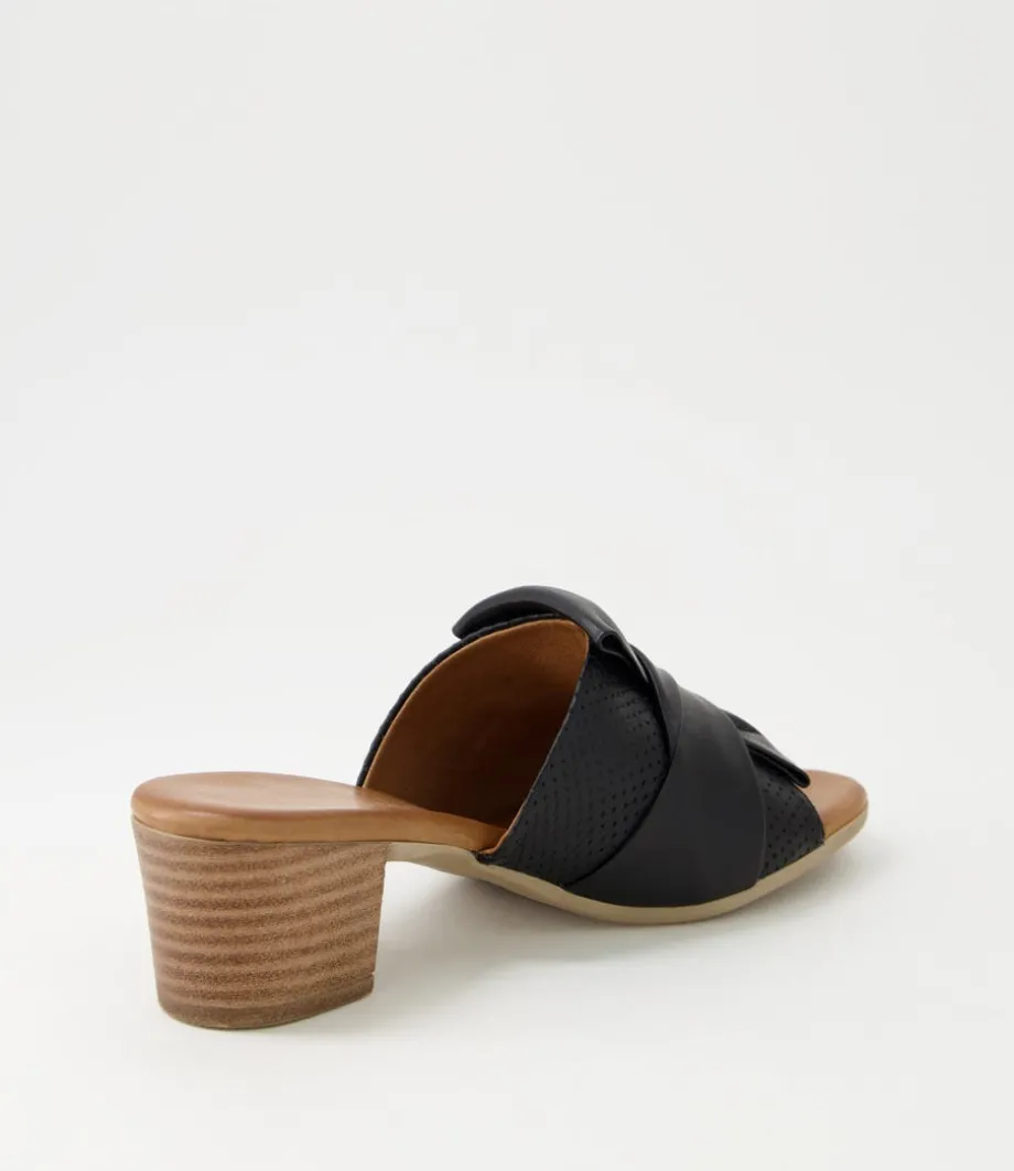 Enom Black Leather Sandals