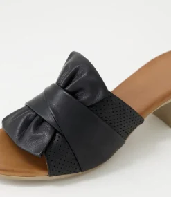 Enom Black Leather Sandals