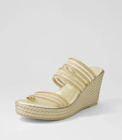 Enrica Gold Vinylite Sandals