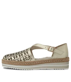 Erika Pale Gold Leather Espadrilles
