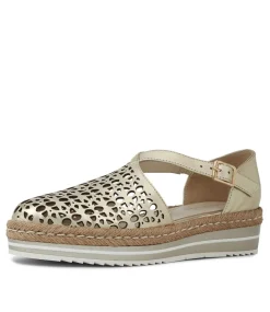Erika Pale Gold Leather Espadrilles