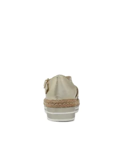 Erika Pale Gold Leather Espadrilles