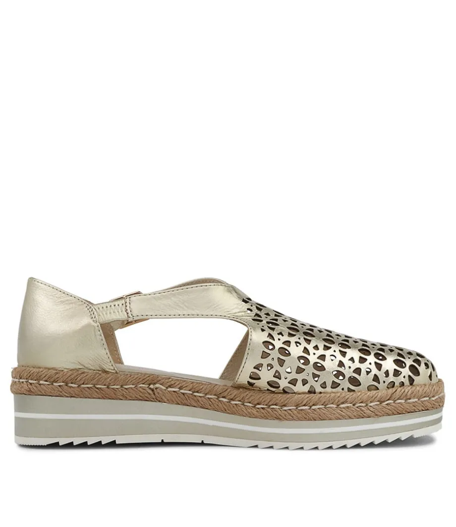 Erika Pale Gold Leather Espadrilles