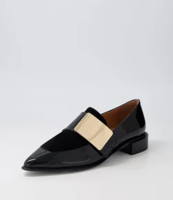 Ering Black Gold Patent Suede Loafers