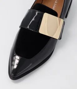 Ering Black Gold Patent Suede Loafers
