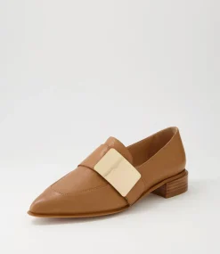 Ering Dark Tan Gold Leather Loafers