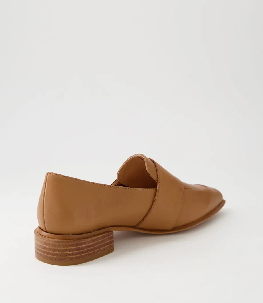 Ering Dark Tan Gold Leather Loafers
