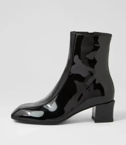 Eshal Black Patent Leather Ankle Boots