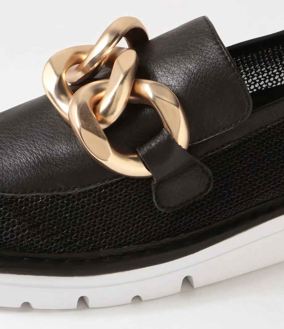Esin Black Mesh Leather Sneakers