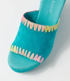 Esmey Aqua Bright Suede Sandals