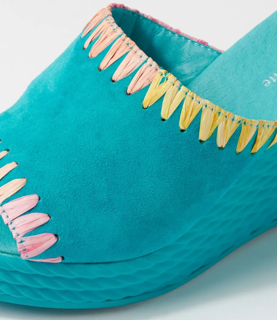 Esmey Aqua Bright Suede Sandals