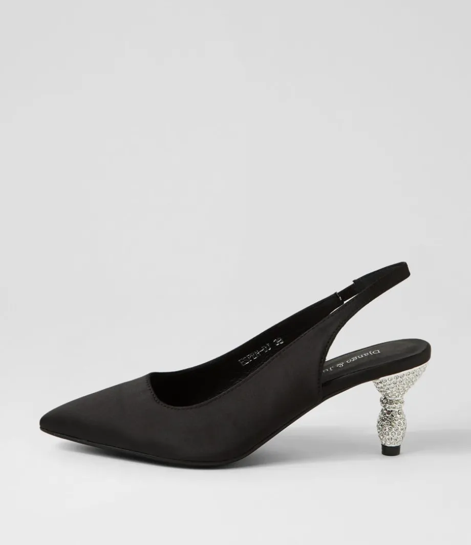 Espen Black Satin Heels