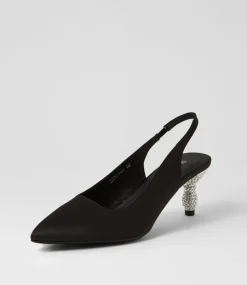 Espen Black Satin Heels