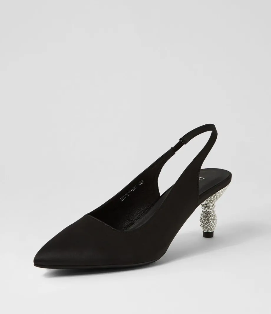 Espen Black Satin Heels