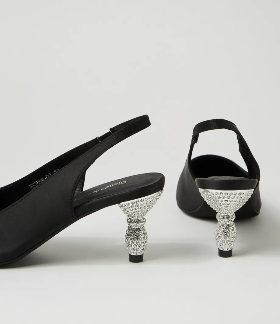 Espen Black Satin Heels