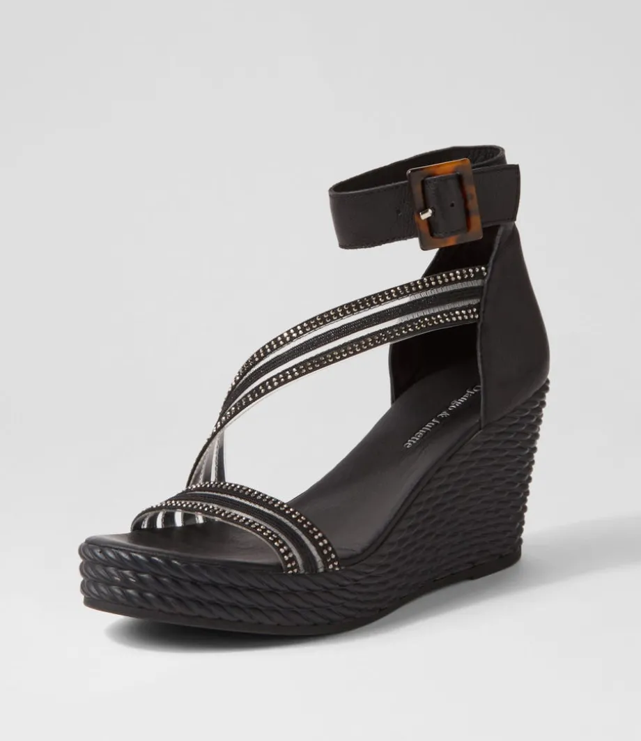 Estela Black Vinylite Leather Sandals