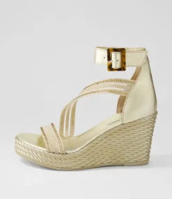 Estela Gold Vinylite Leather Sandals