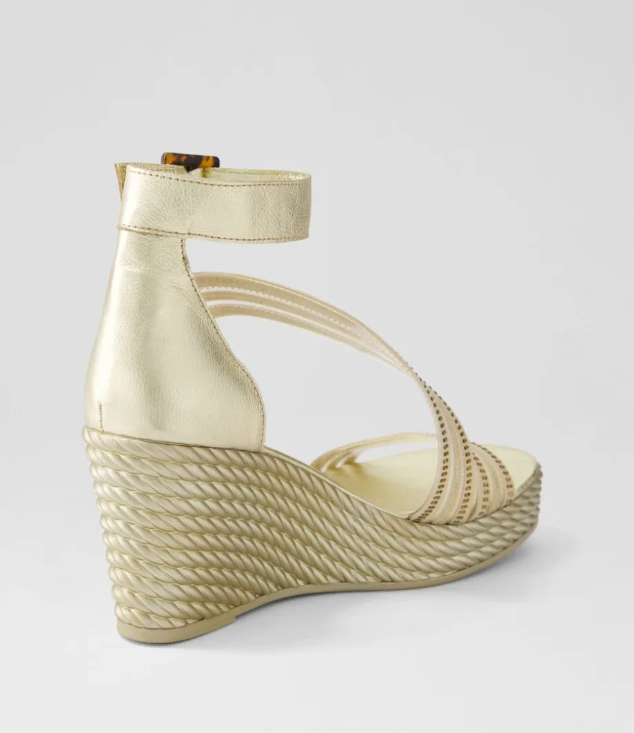 Estela Gold Vinylite Leather Sandals