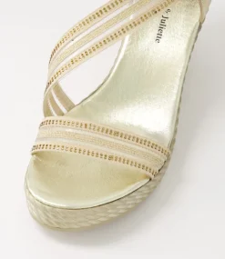 Estela Gold Vinylite Leather Sandals