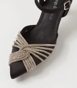 Eugenie Black Satin Heels