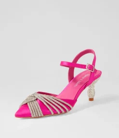 Eugenie Hot Pink Satin Heels