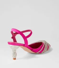 Eugenie Hot Pink Satin Heels