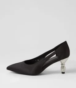 Eunicee Black Satin Heels