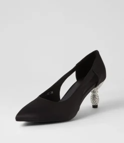 Eunicee Black Satin Heels
