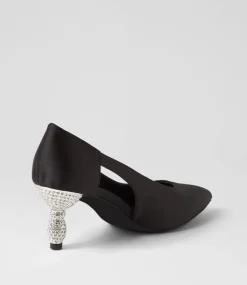 Eunicee Black Satin Heels