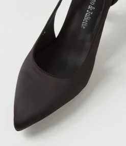 Eunicee Black Satin Heels