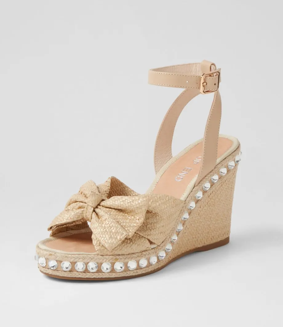 Evone Natural Synthetic Raffia Leather Espadrilles
