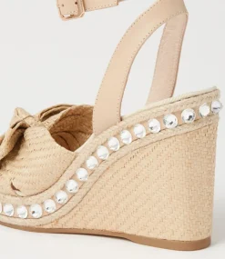 Evone Natural Synthetic Raffia Leather Espadrilles