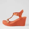 Evry Bright Orange Gold Leather Sandals