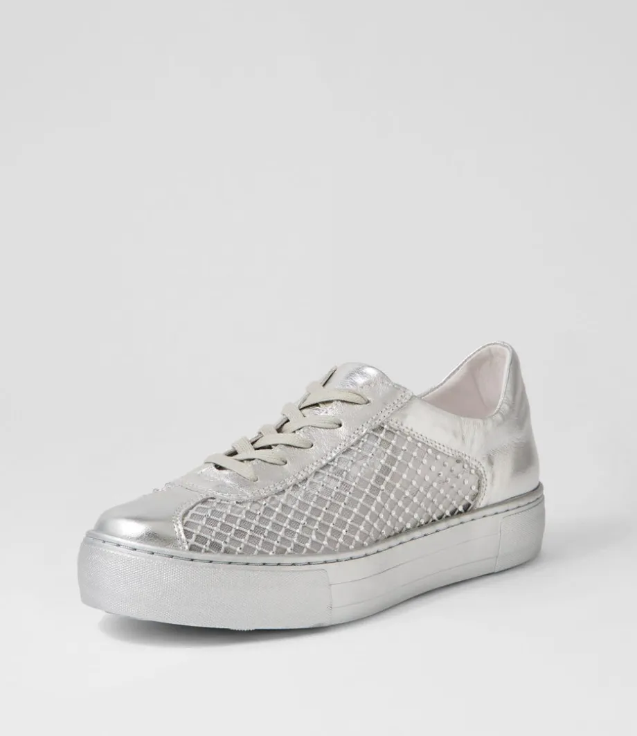 Fabia Silver Jewels Leather Sneakers