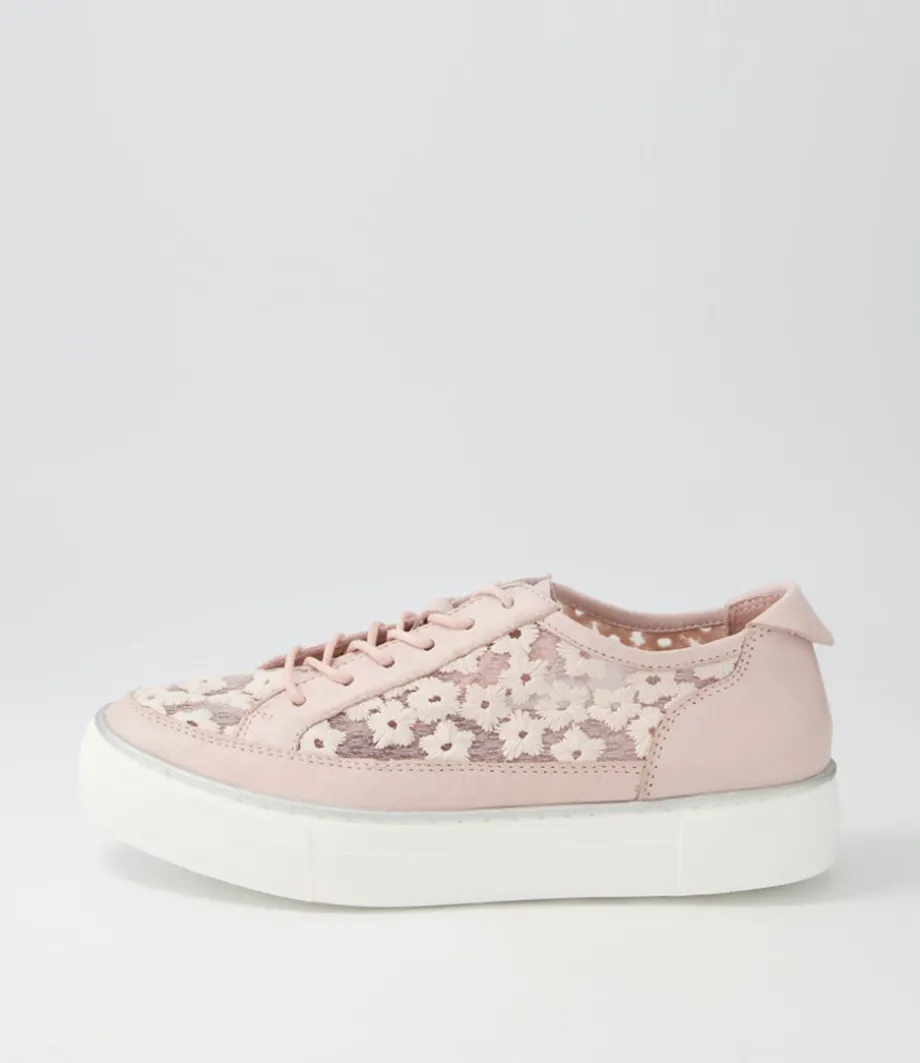 Faders Dusty Pink Leather Flower Sneakers