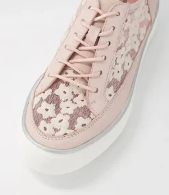 Faders Dusty Pink Leather Flower Sneakers