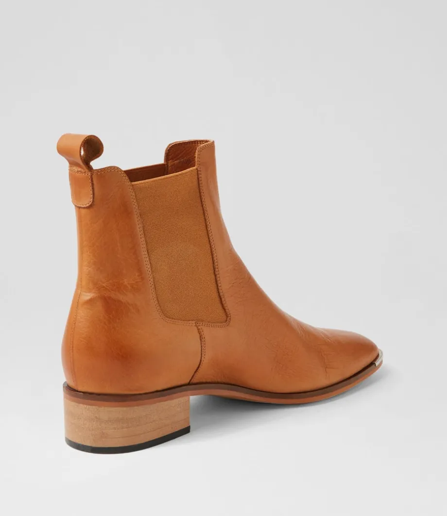 Fava New Tan Leather Ankle Boots